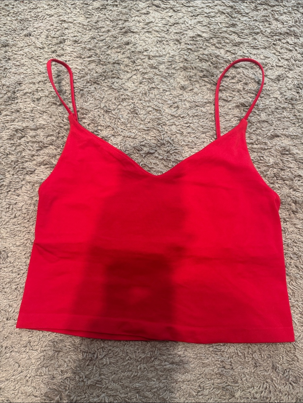 Anthropologie Red Spaghetti Strap V-Neck Crop Tank Top Cropped S/M